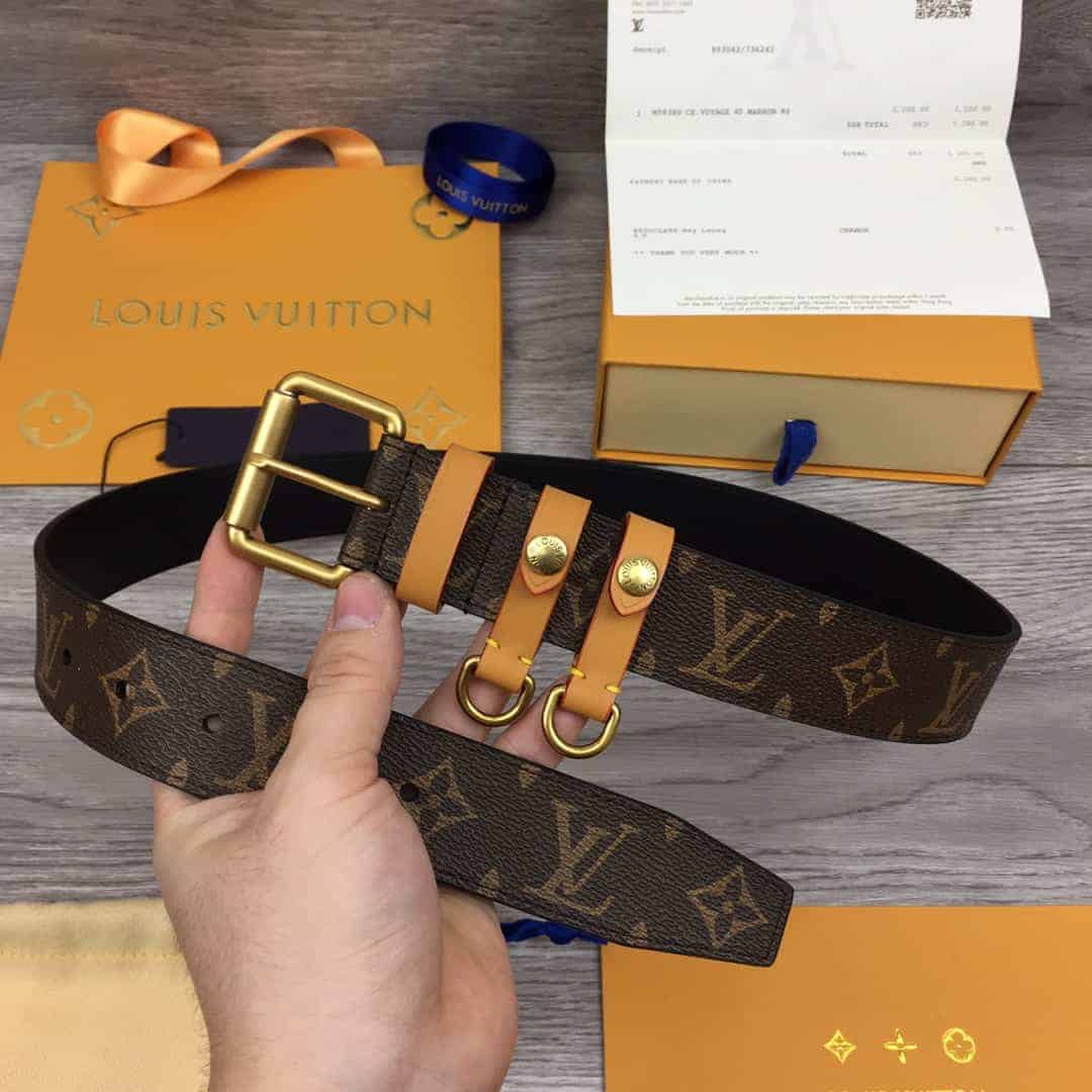 Louis Vuitton Signature Belt Monogram 35MM Brown in Canvas/Leather with  Gold-tone - US