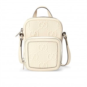 GG EMBOSSED MINI BAG IN WHITE LEATHER