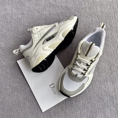 B22 Sneaker White Technical Mesh With White And Silver-Tone Calfskin - Cdo82