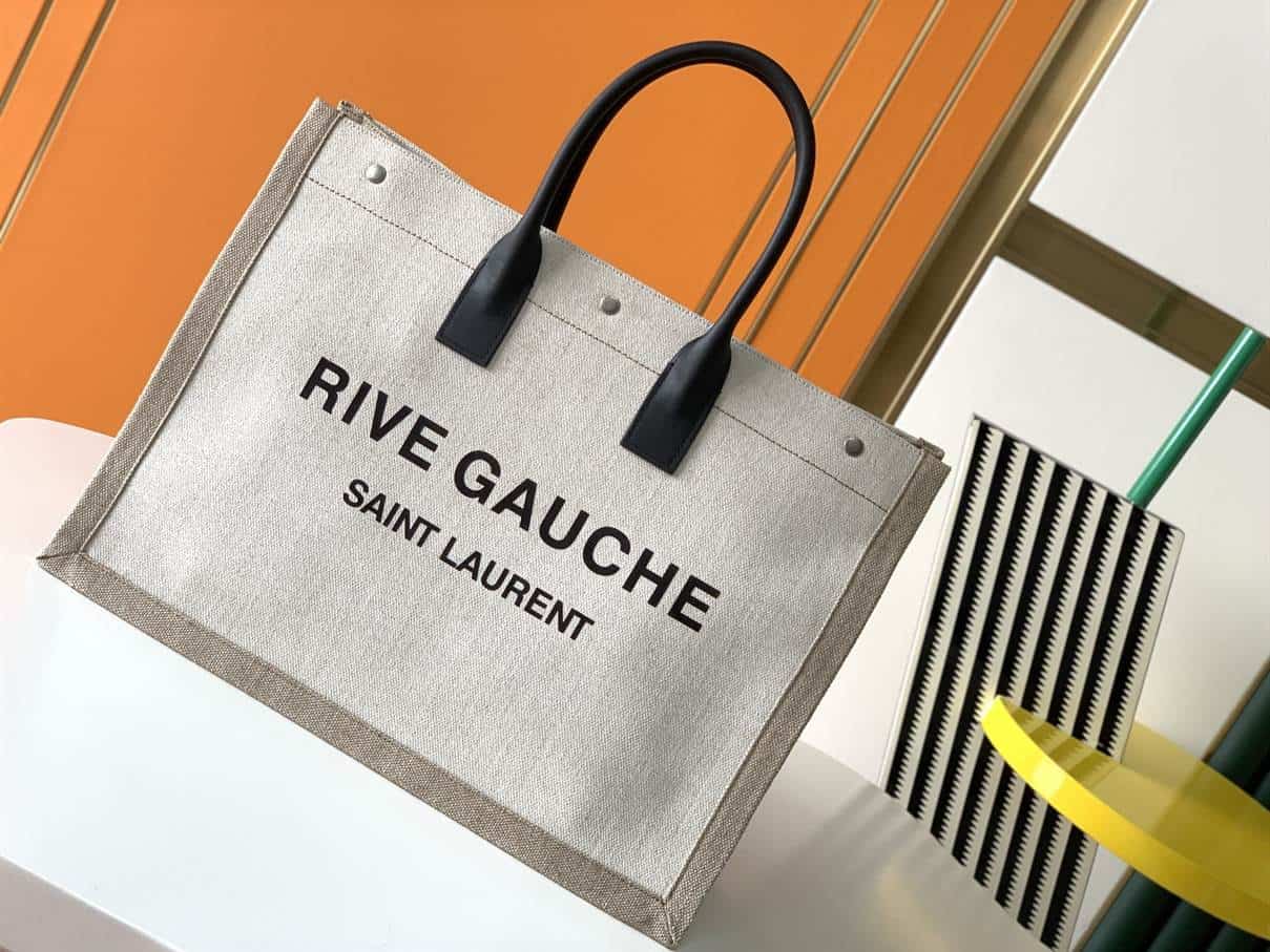 Fake YSL Saint Laurent Rive Gauche Tote Bag Gray Replica Wholesale