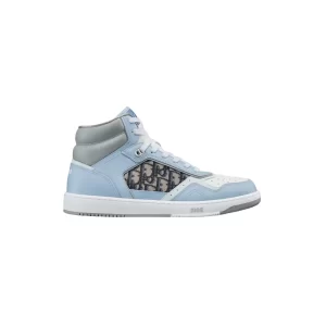 B27 HIGH-TOP SNEAKER LIGHT BLUE WHITE AND DIOR GRAY SMOOTH CALFSKIN - CD118
