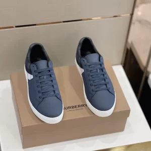 BURBERRY LEATHER AND CHECK COTTON SNEAKERS - BBR123