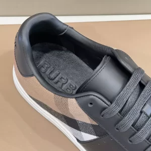 BURBERRY LEATHER AND CHECK COTTON SNEAKERS - BBR124